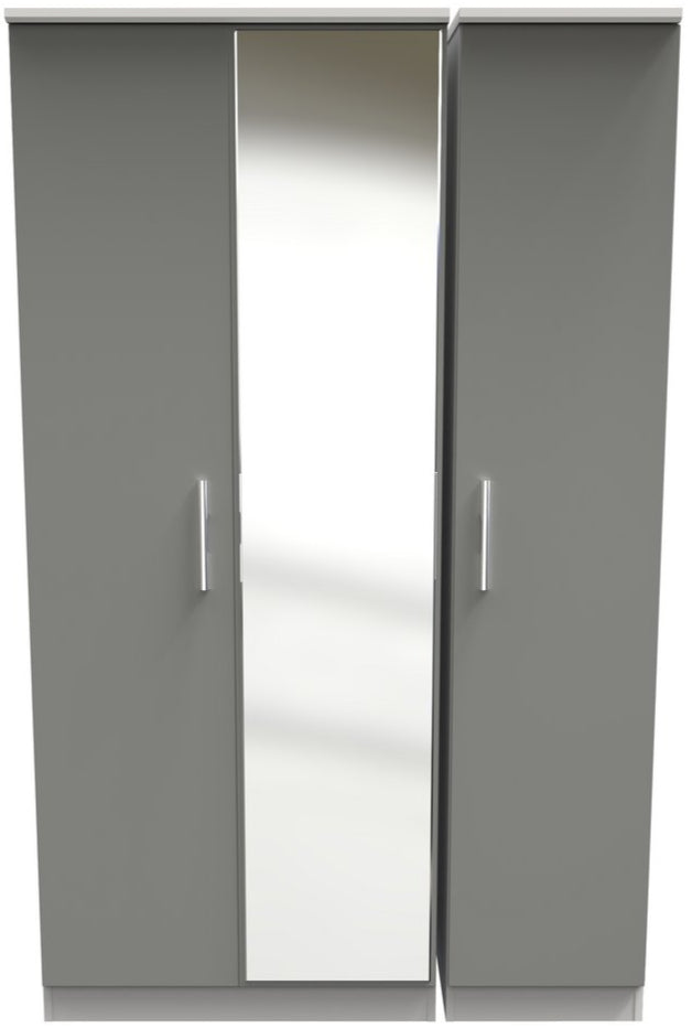 Contrast Mirrored 3 Door Triple Wardrobe