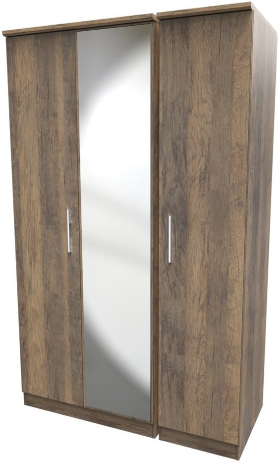 Contrast Mirrored 3 Door Triple Wardrobe