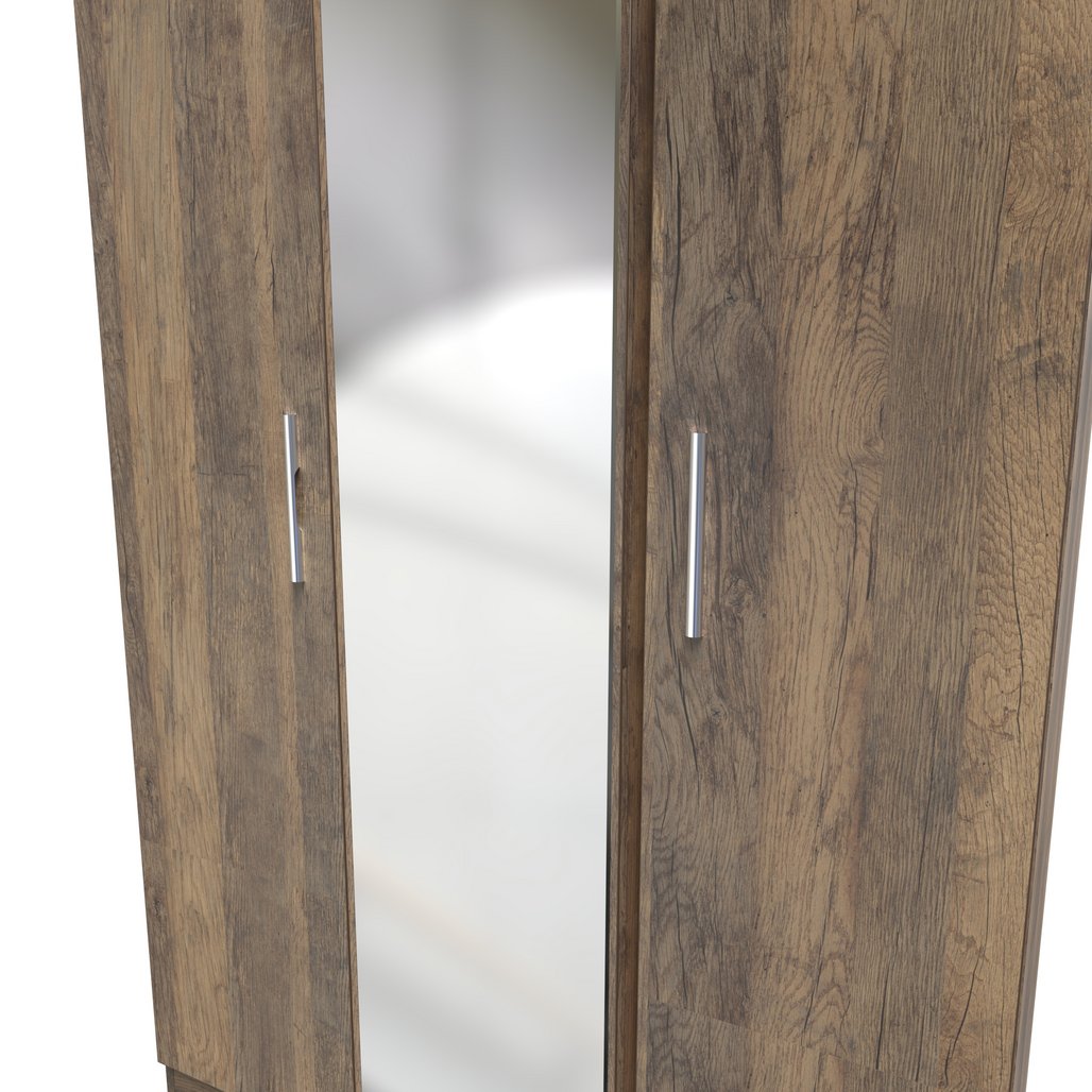 Contrast Mirrored 3 Door Triple Wardrobe