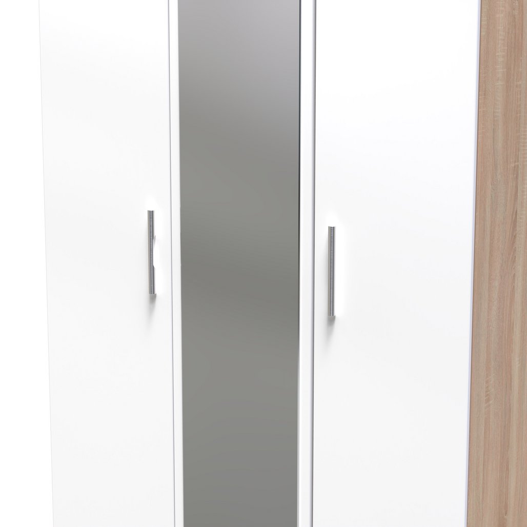 Contrast Mirrored 3 Door Triple Wardrobe