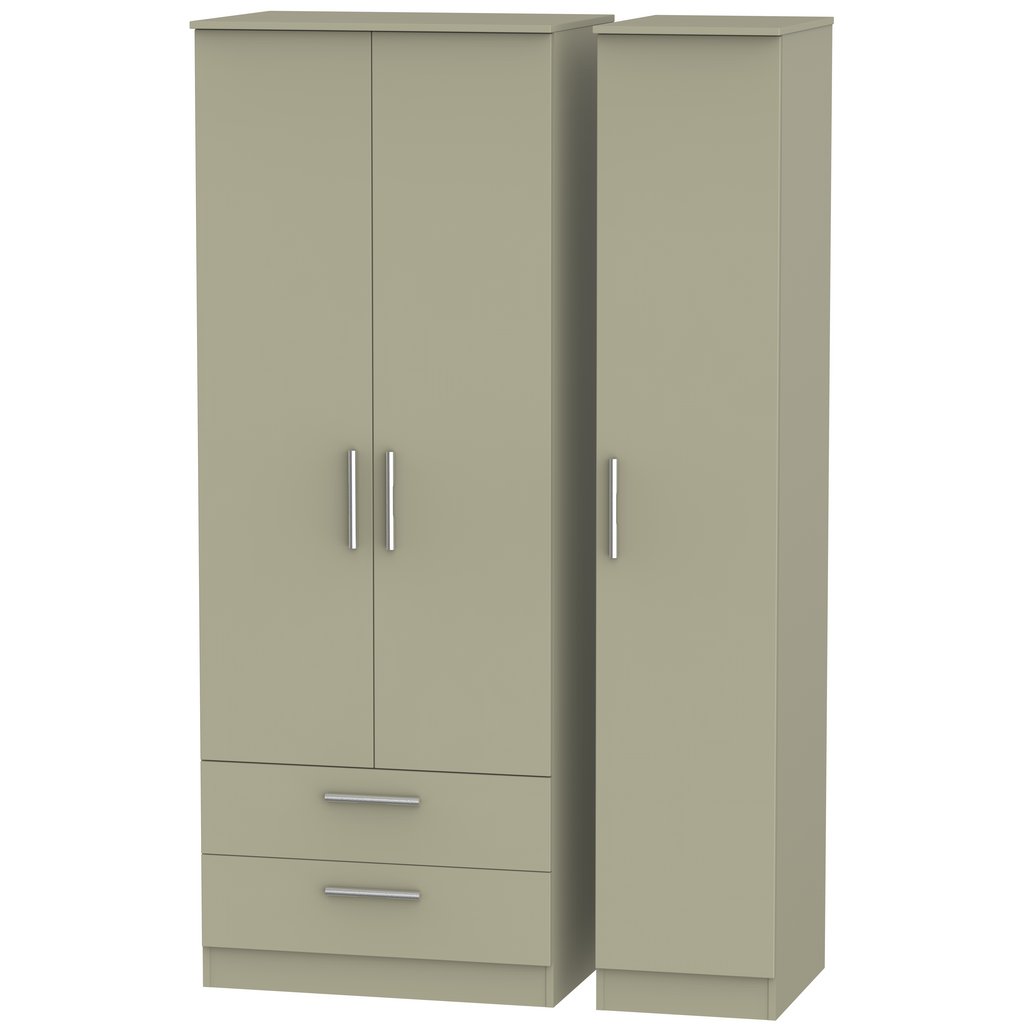 Contrast Tall Large 2 Drawer 3 Door Triple Wardrobe