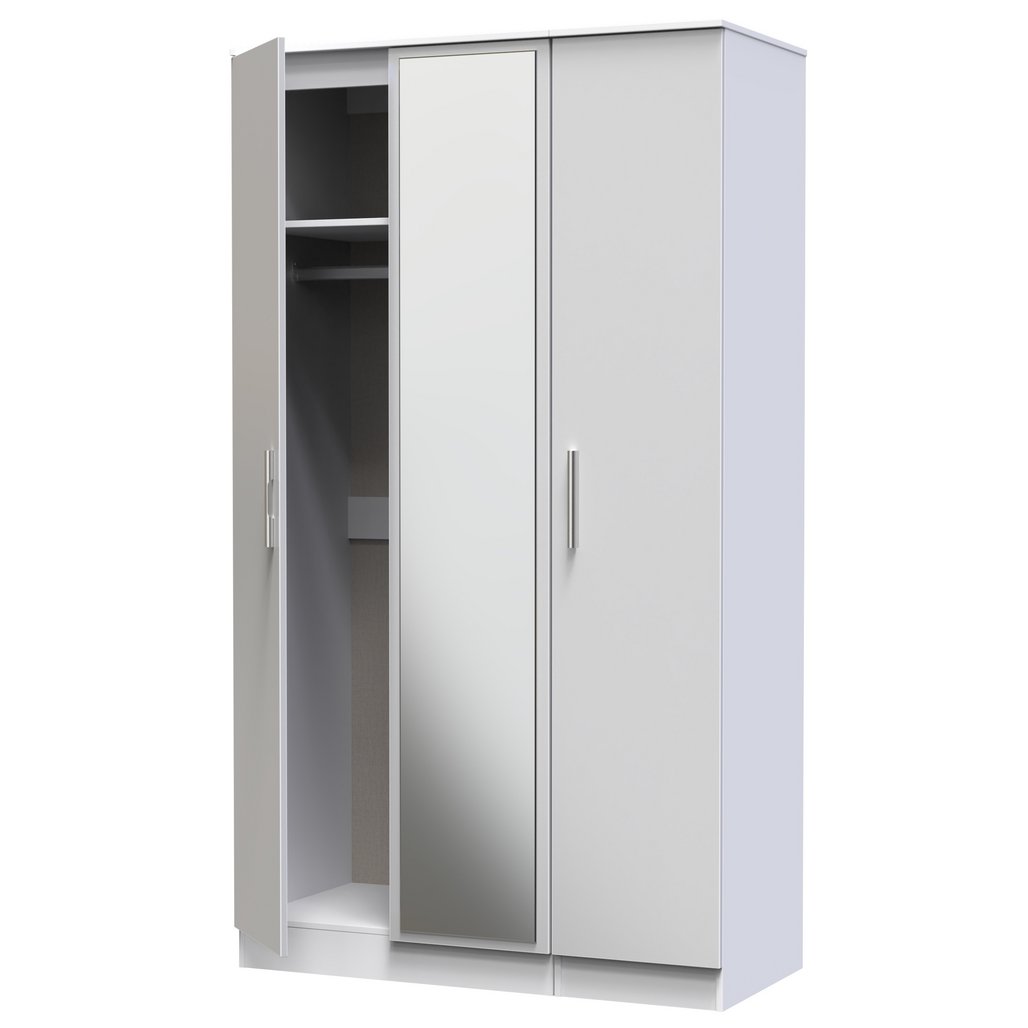 Contrast Tall Mirrored 3 Door Triple Wardrobe