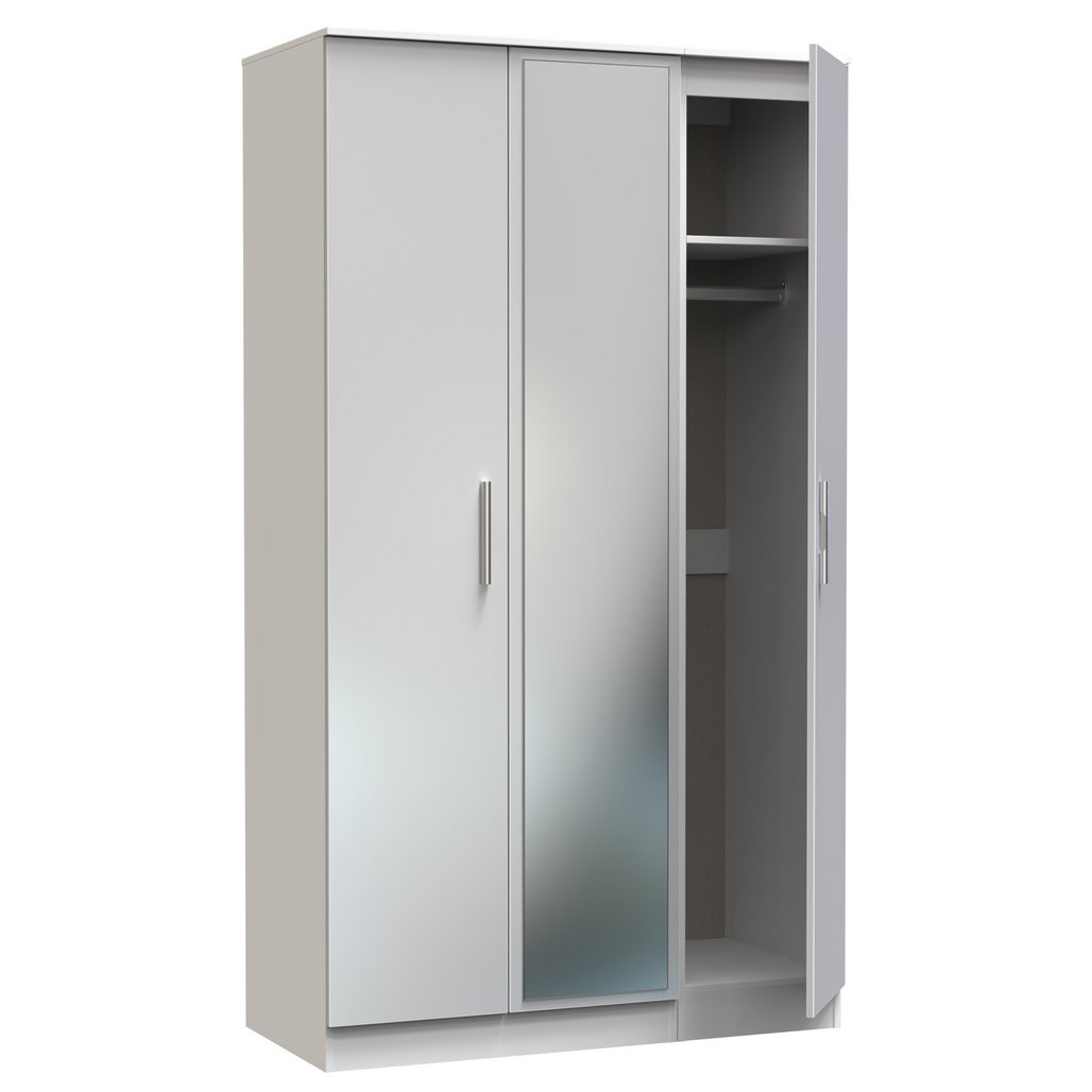 Contrast Tall Mirrored 3 Door Triple Wardrobe