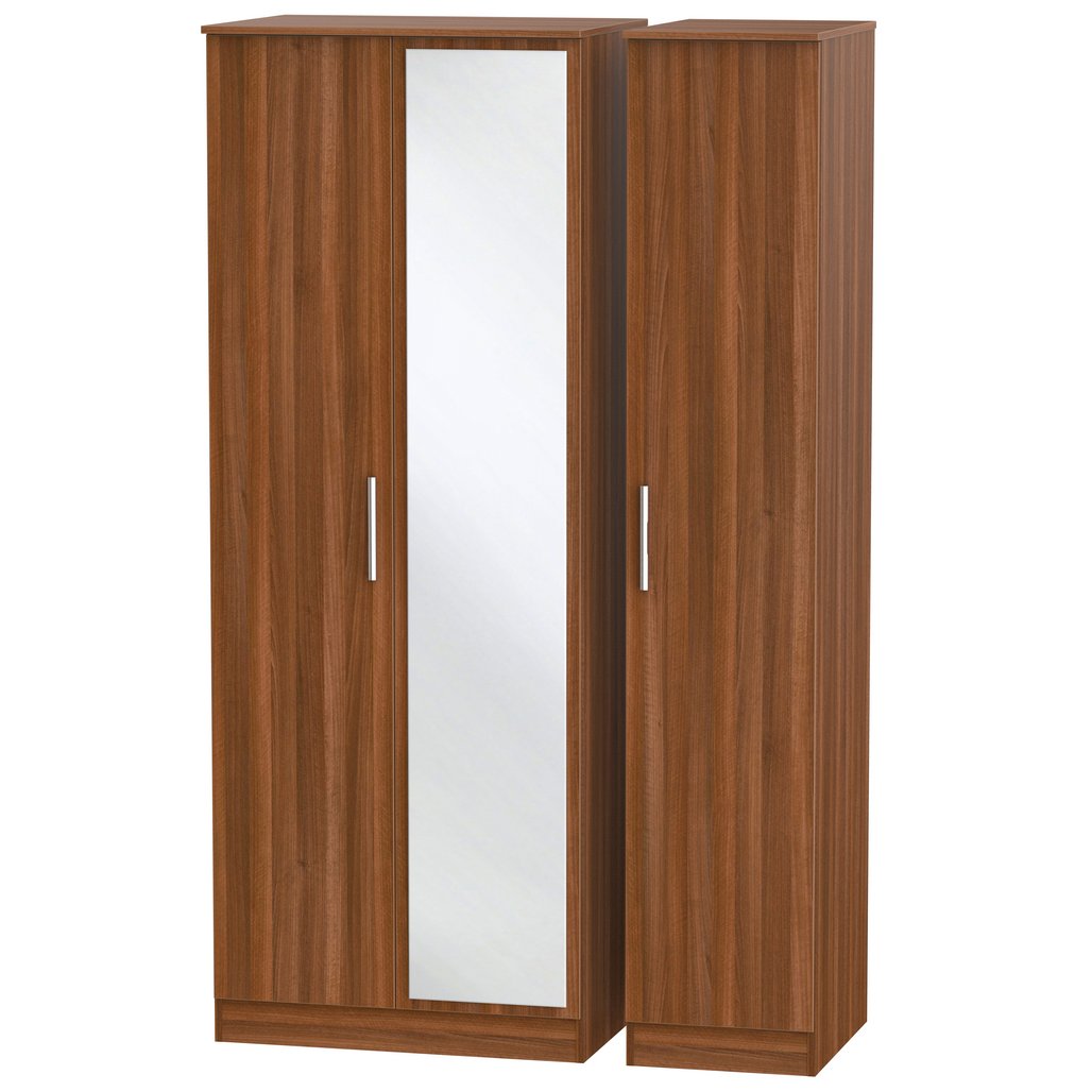 Contrast Tall Mirrored 3 Door Triple Wardrobe