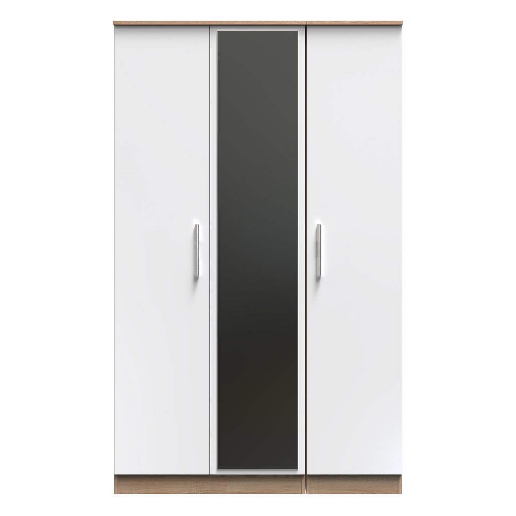 Contrast Tall Mirrored 3 Door Triple Wardrobe