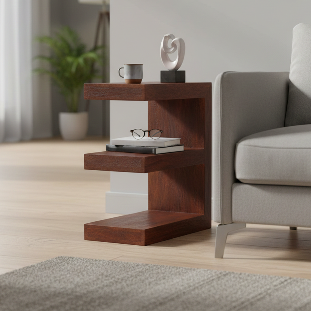 Sequoia E Shaped Side Table