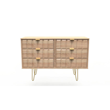 Cube 6 Drawer Midi Chest with Gold Hairpin Legs