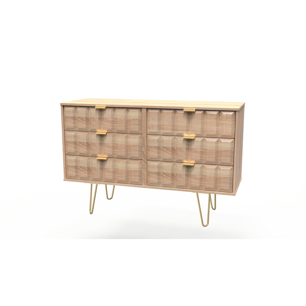 Cube 6 Drawer Midi Chest with Gold Hairpin Legs