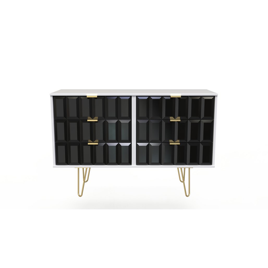 Cube 6 Drawer Midi Chest with Gold Hairpin Legs