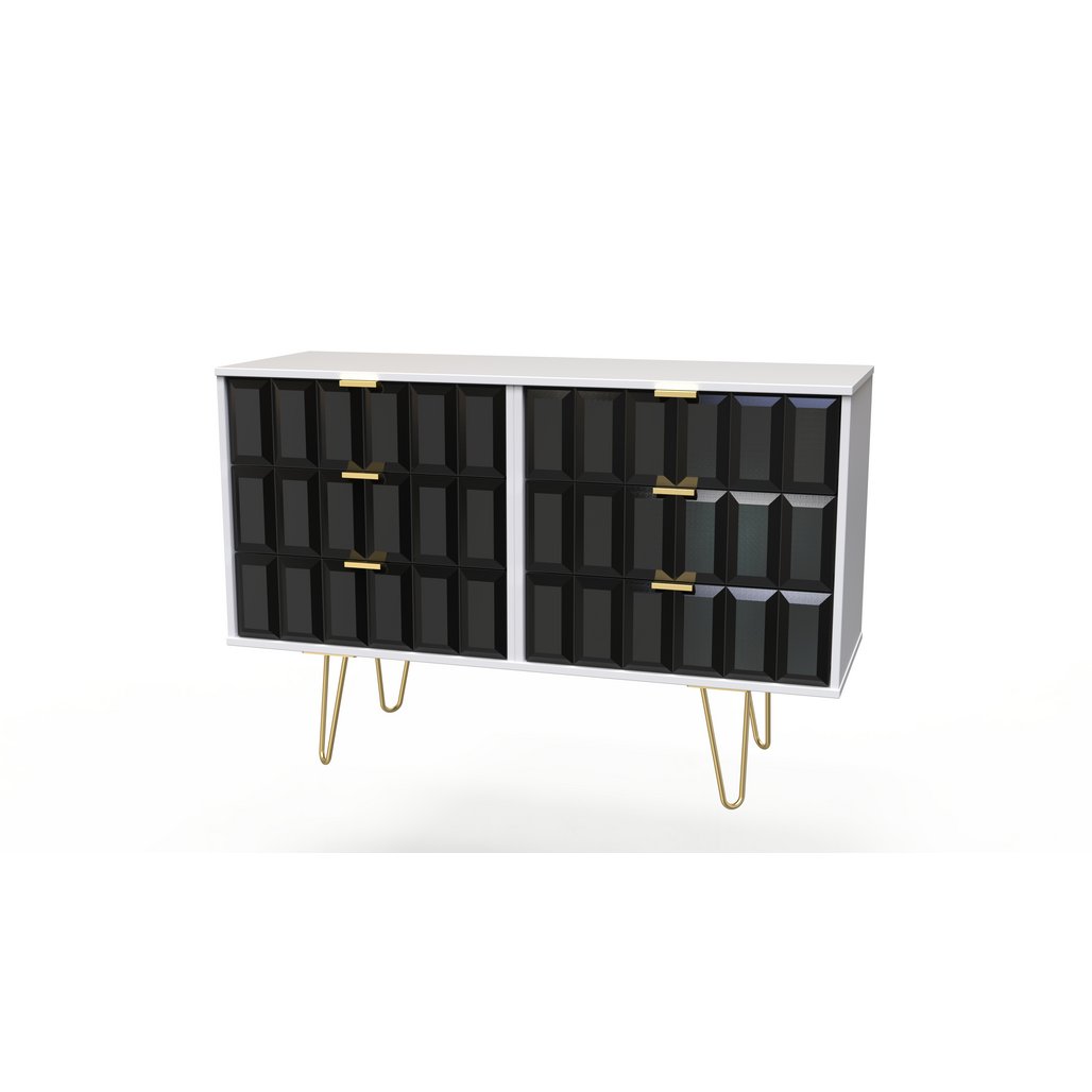 Cube 6 Drawer Midi Chest with Gold Hairpin Legs