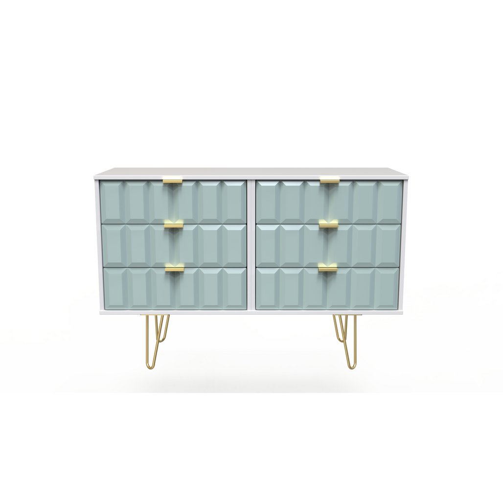 Cube 6 Drawer Midi Chest with Gold Hairpin Legs