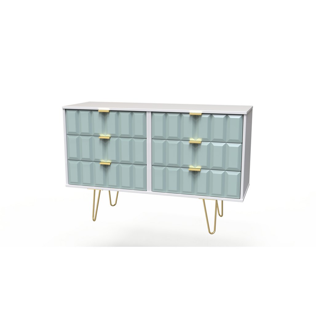 Cube 6 Drawer Midi Chest with Gold Hairpin Legs