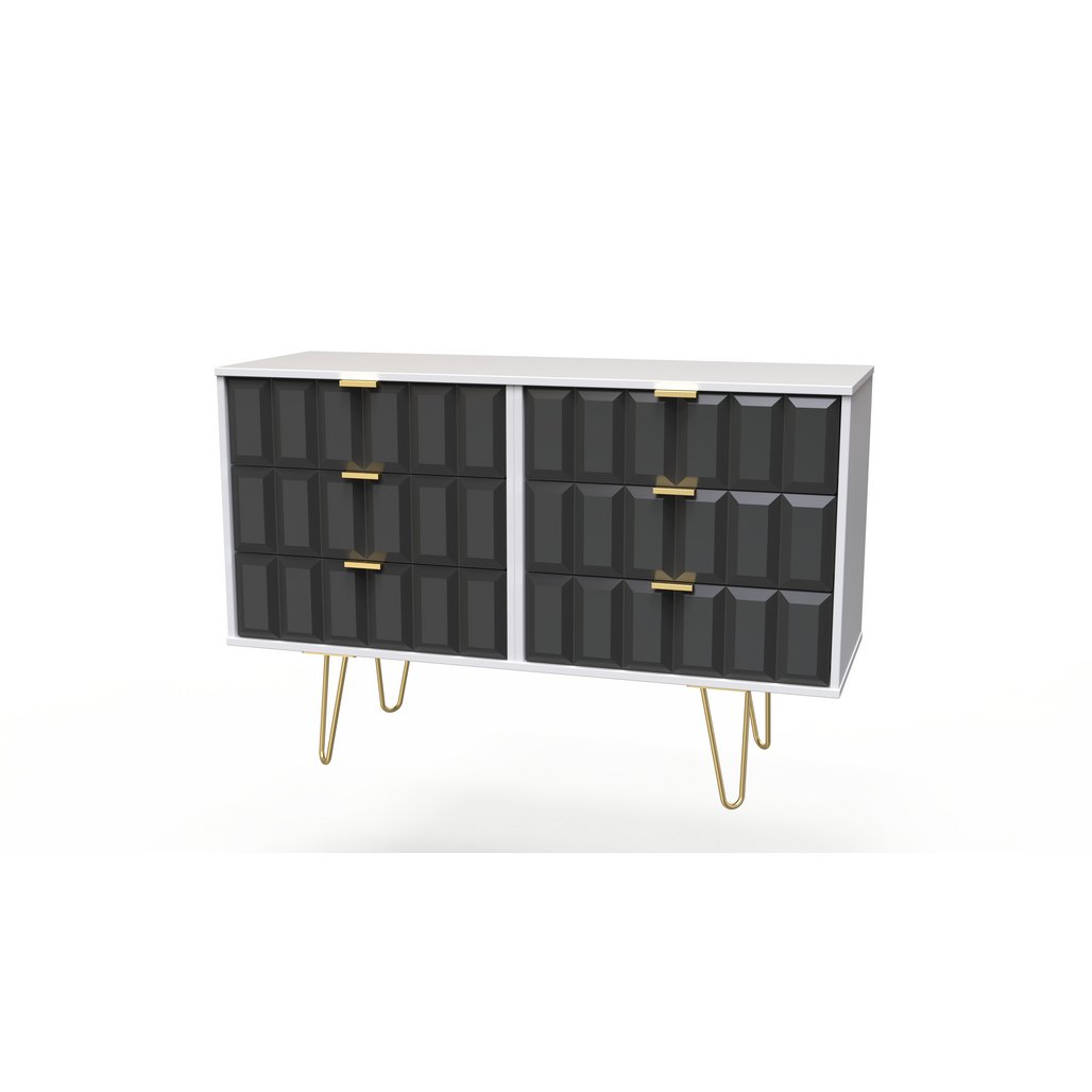 Cube 6 Drawer Midi Chest with Gold Hairpin Legs