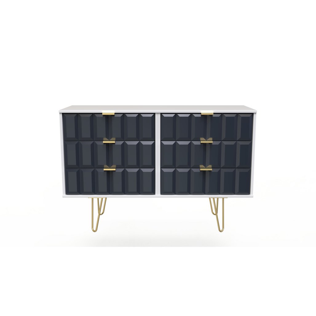 Cube 6 Drawer Midi Chest with Gold Hairpin Legs