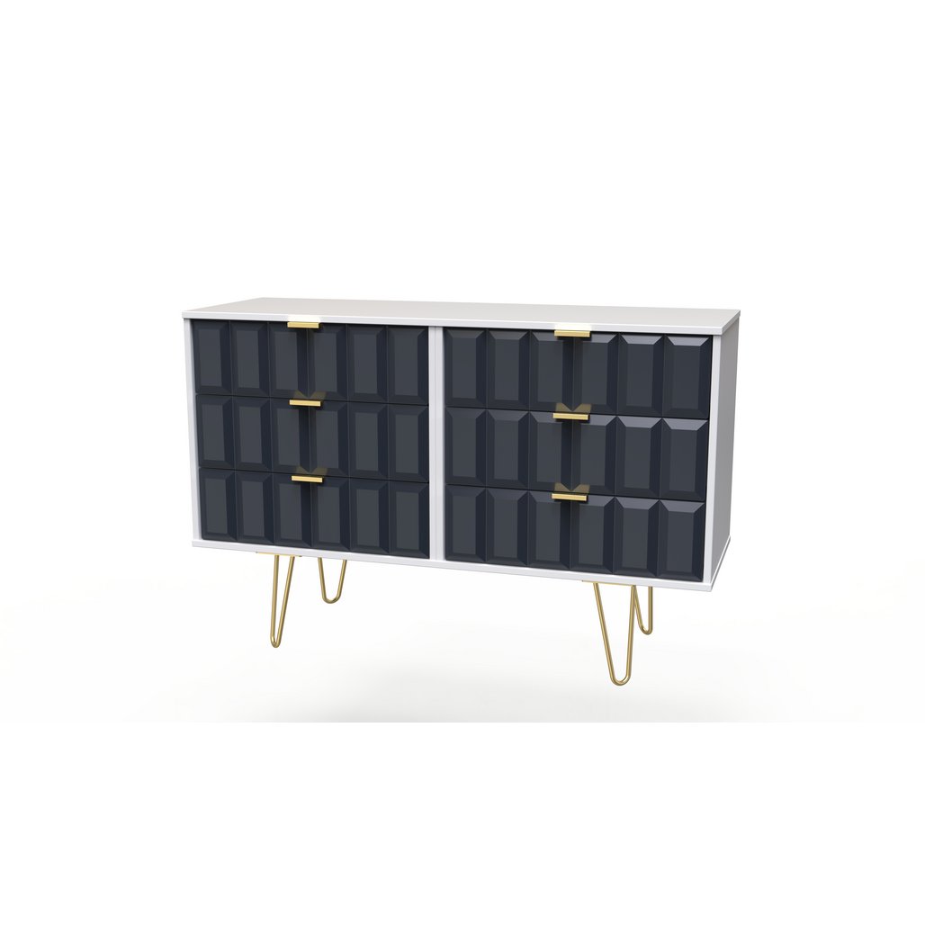 Cube 6 Drawer Midi Chest with Gold Hairpin Legs