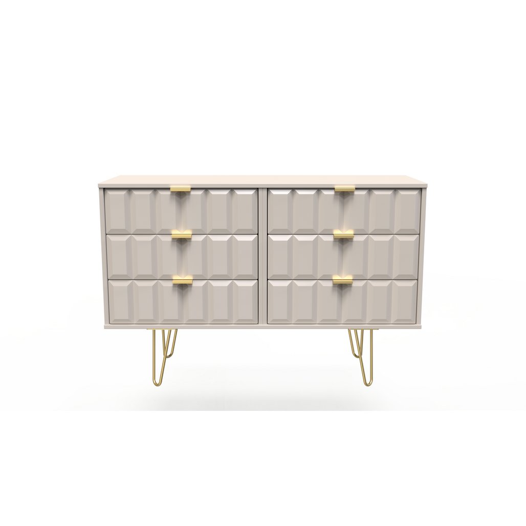Cube 6 Drawer Midi Chest with Gold Hairpin Legs