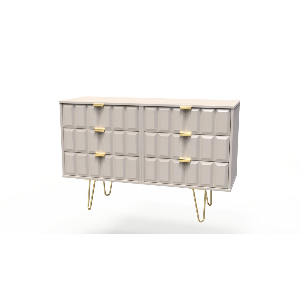 Cube 6 Drawer Midi Chest with Gold Hairpin Legs