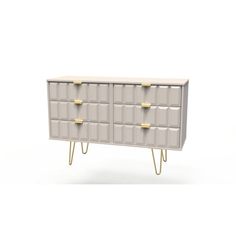 Cube 6 Drawer Midi Chest with Gold Hairpin Legs