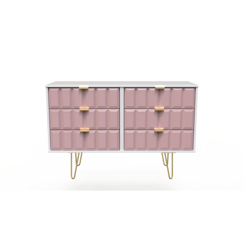 Cube 6 Drawer Midi Chest with Gold Hairpin Legs