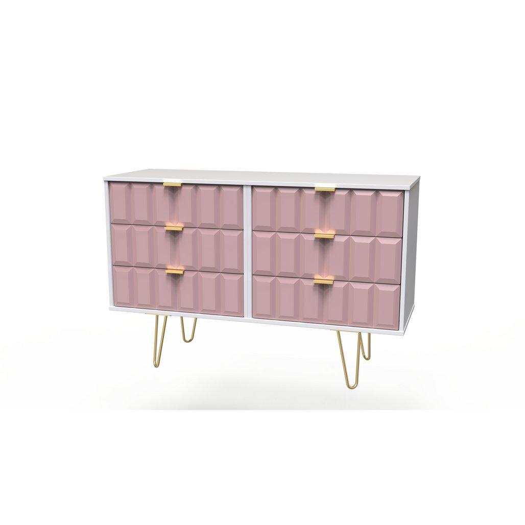 Cube 6 Drawer Midi Chest with Gold Hairpin Legs