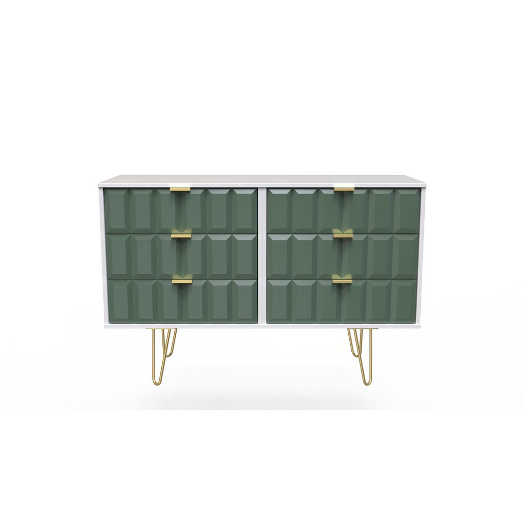 Cube 6 Drawer Midi Chest with Gold Hairpin Legs
