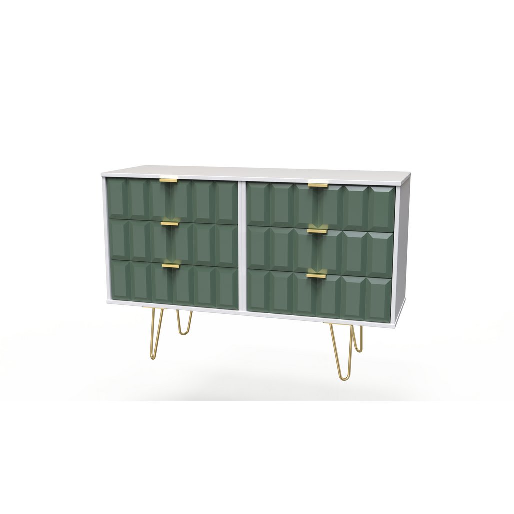 Cube 6 Drawer Midi Chest with Gold Hairpin Legs