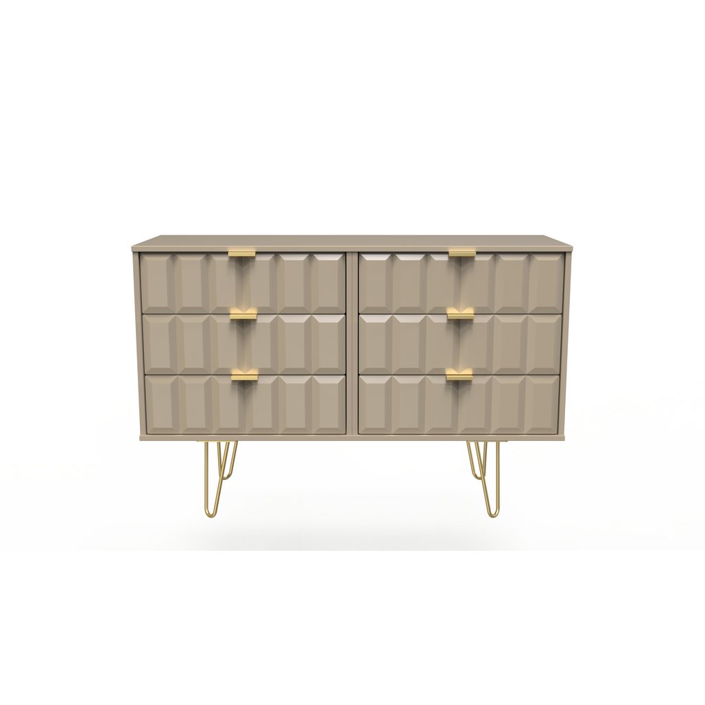 Cube 6 Drawer Midi Chest with Gold Hairpin Legs