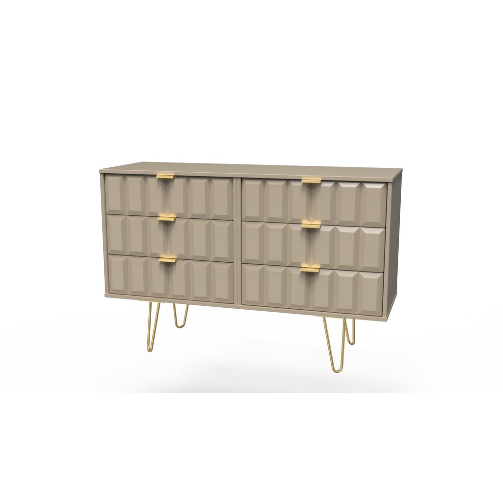 Cube 6 Drawer Midi Chest with Gold Hairpin Legs