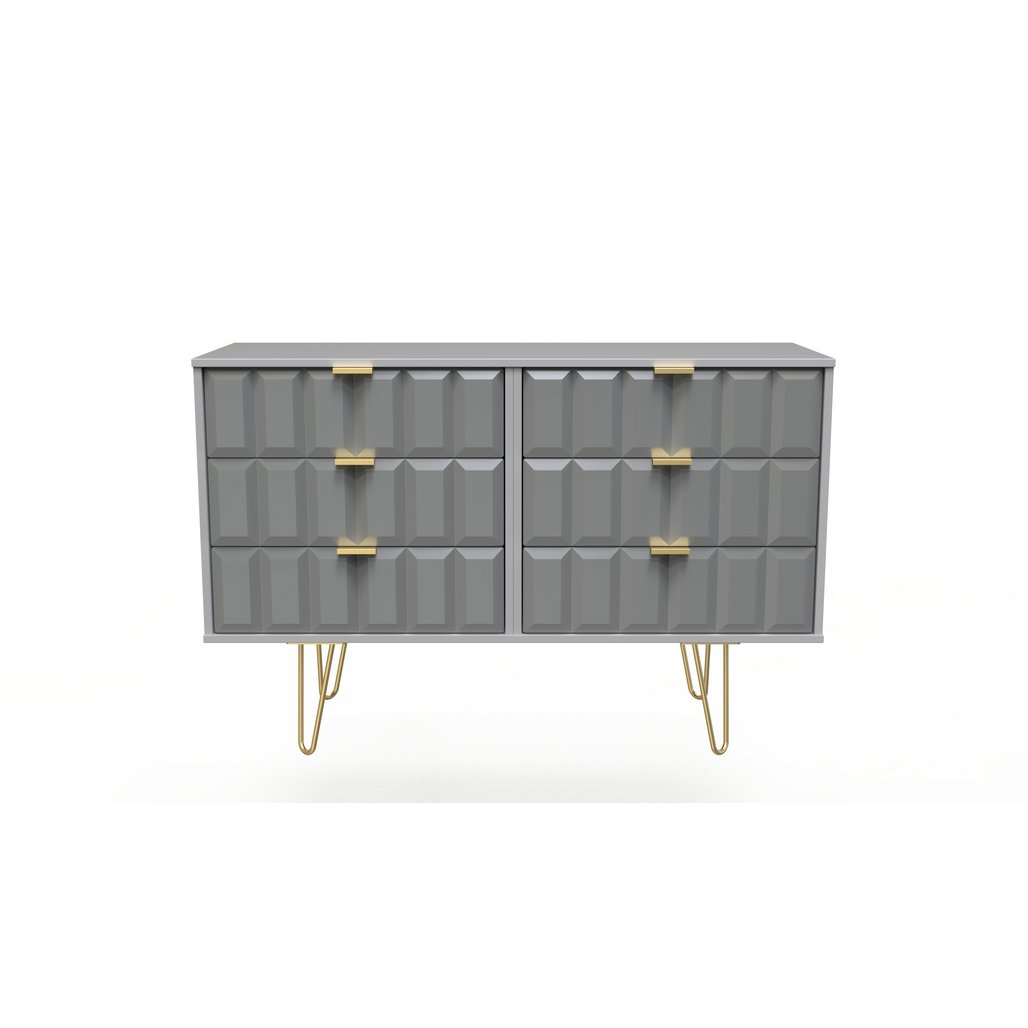 Cube 6 Drawer Midi Chest with Gold Hairpin Legs