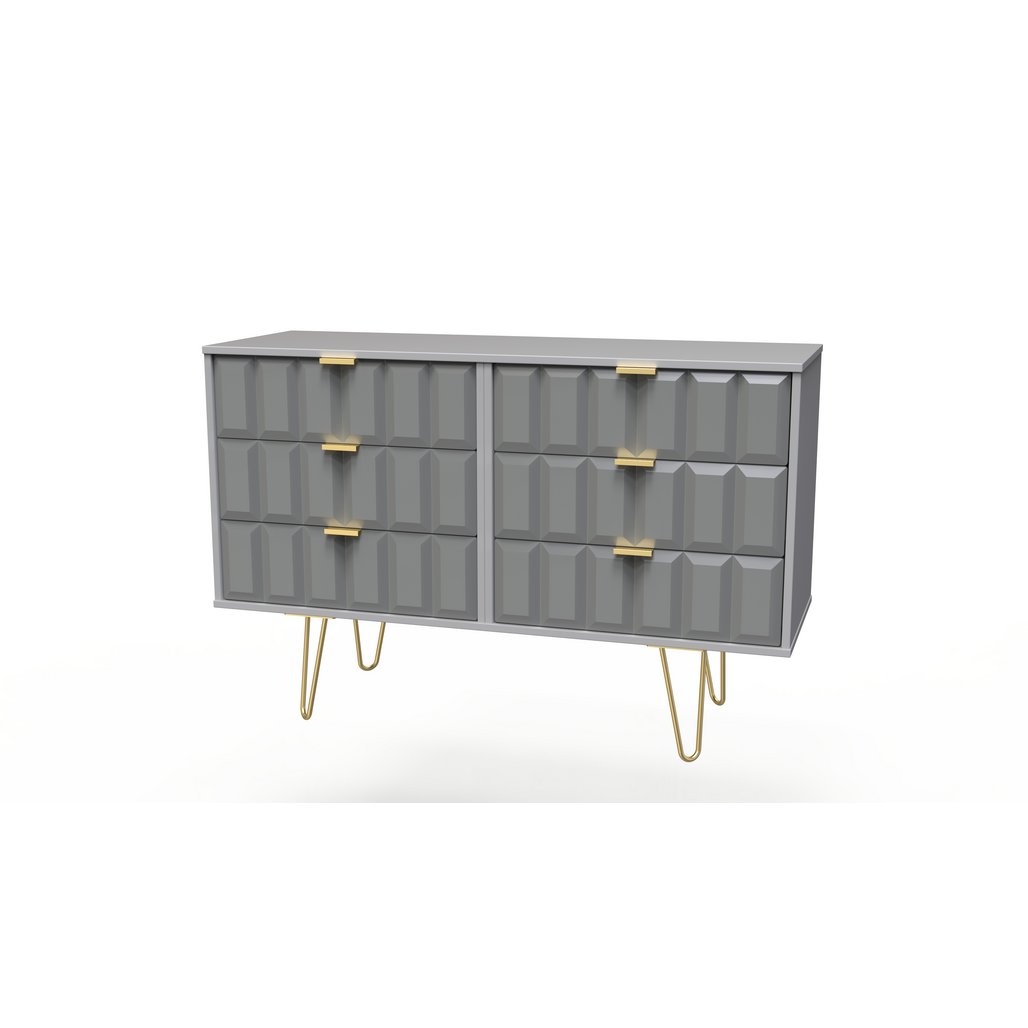 Cube 6 Drawer Midi Chest with Gold Hairpin Legs