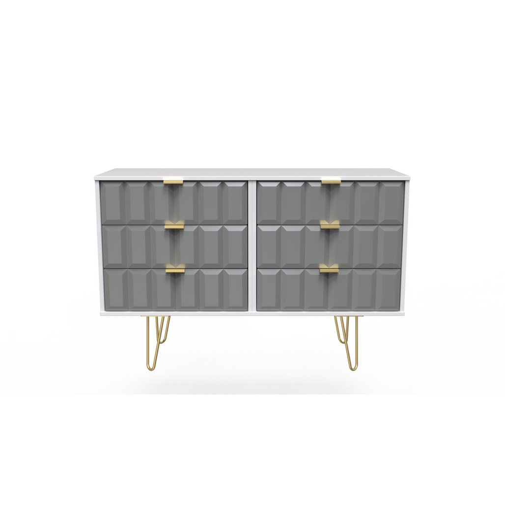 Cube 6 Drawer Midi Chest with Gold Hairpin Legs