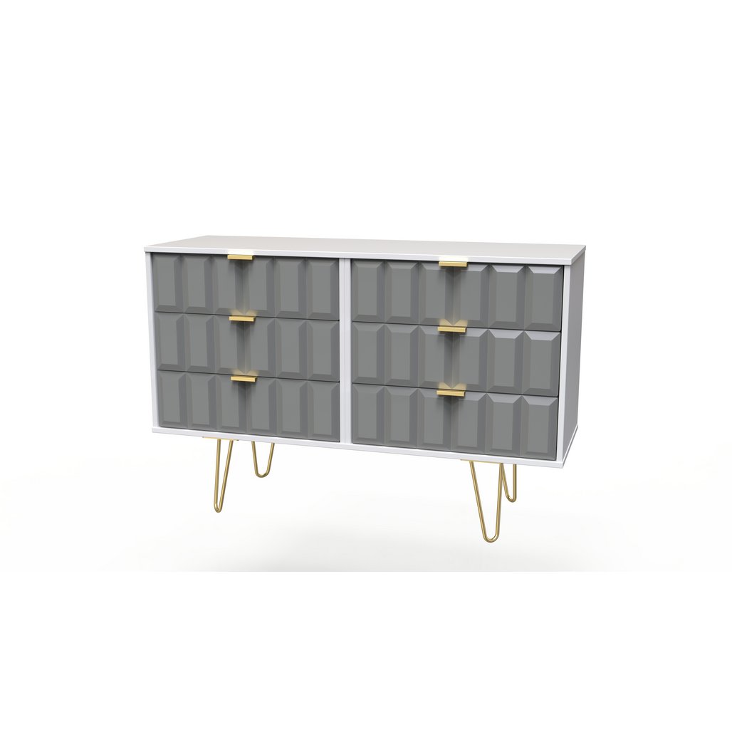 Cube 6 Drawer Midi Chest with Gold Hairpin Legs
