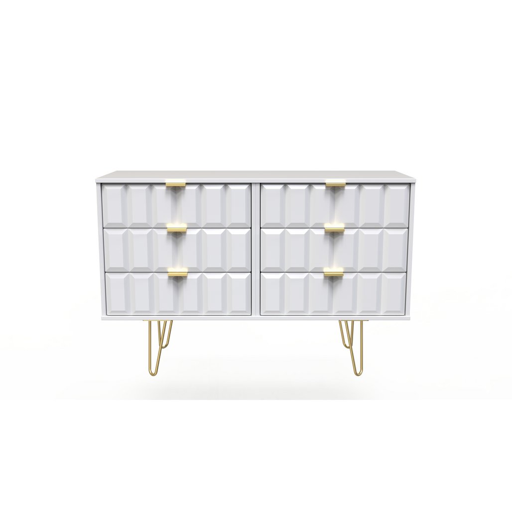 Cube 6 Drawer Midi Chest with Gold Hairpin Legs
