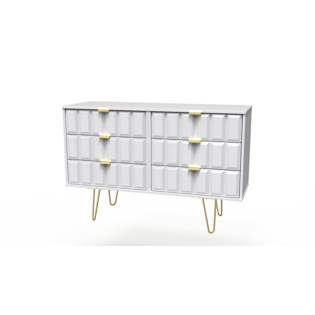 Cube 6 Drawer Midi Chest with Gold Hairpin Legs