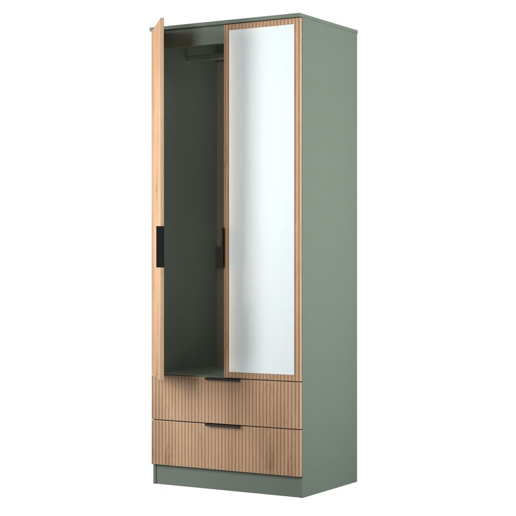 Java Tall Mirrored 2 Drawer 2 Door Double Wardrobe