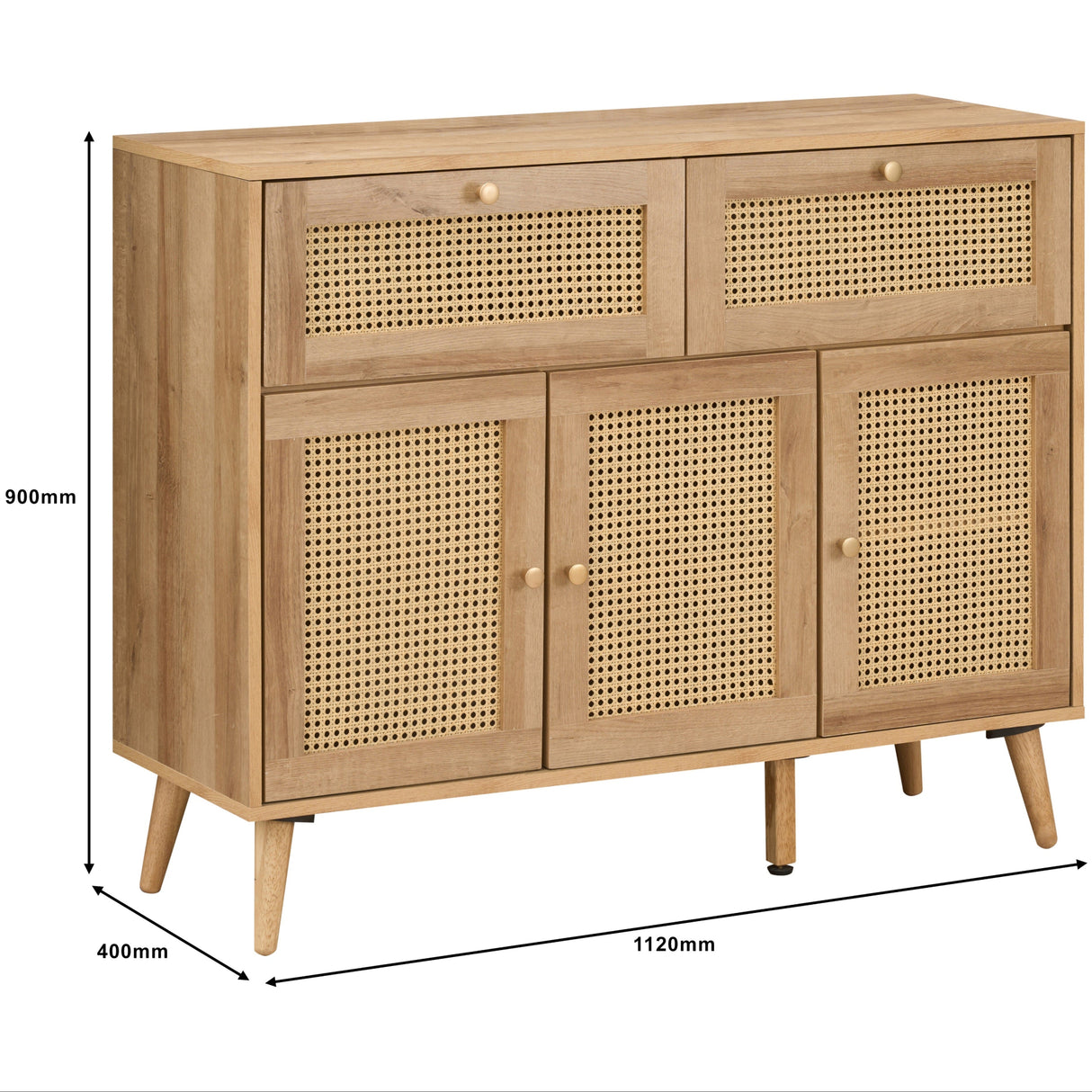 Manila Rattan 3 Door 2 Drawer Large Sideboard