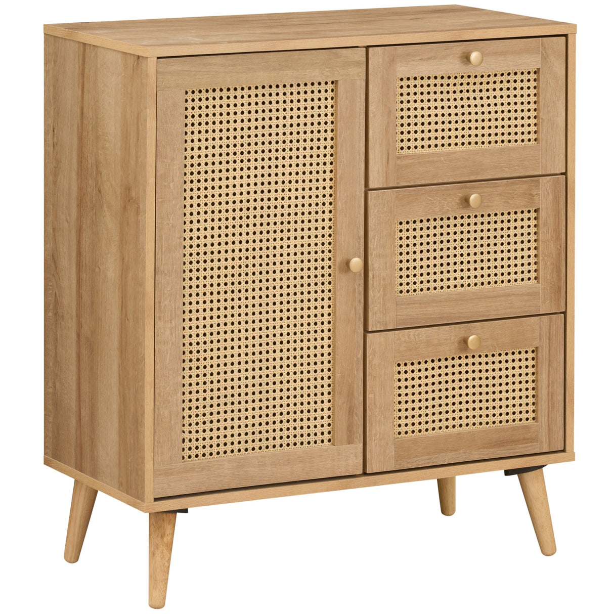 Manila Rattan Compact 1 Door 3 Drawer Small Sideboard