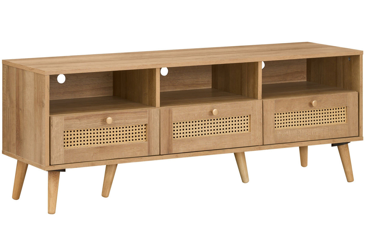 Manila Rattan 3 Drawer 135cm Wide TV Stand Bench Unit