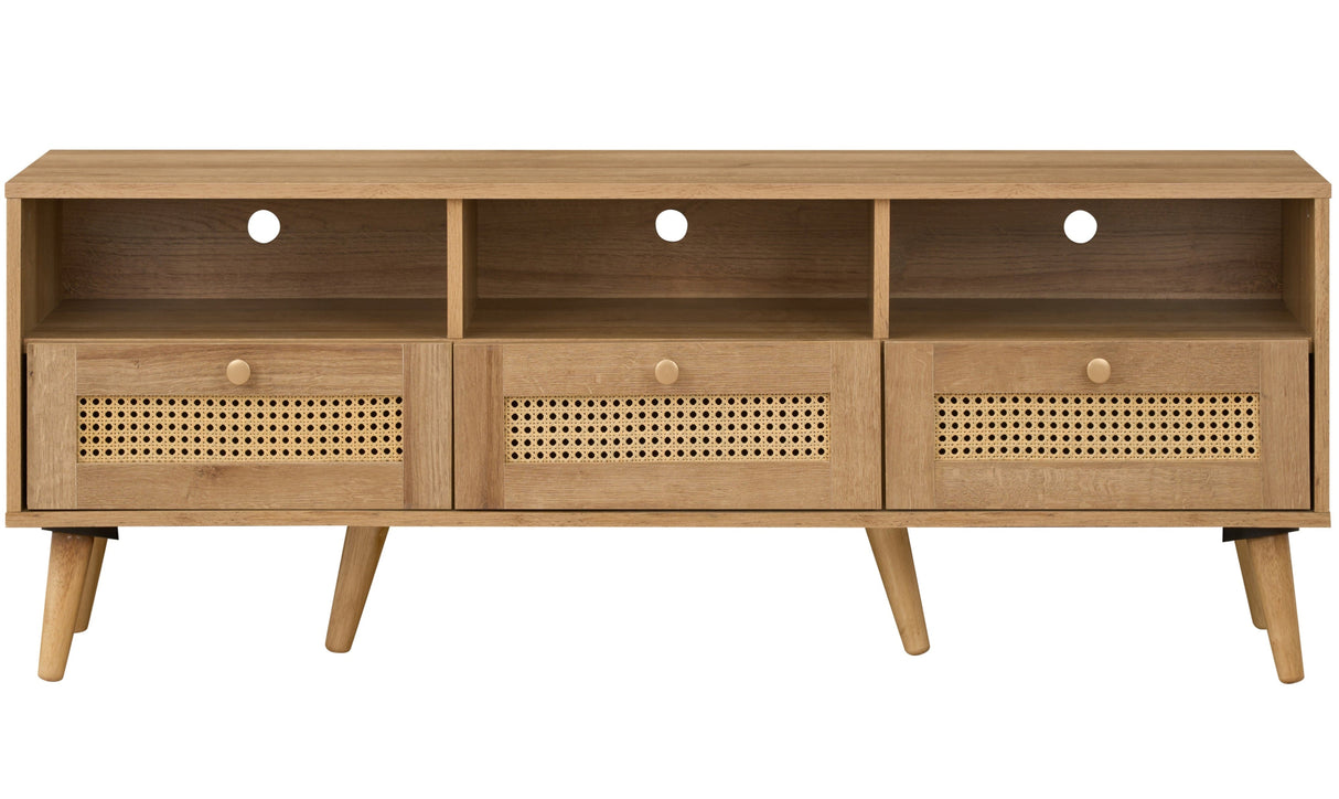 Manila Rattan 3 Drawer Wide TV Stand Bench Unit