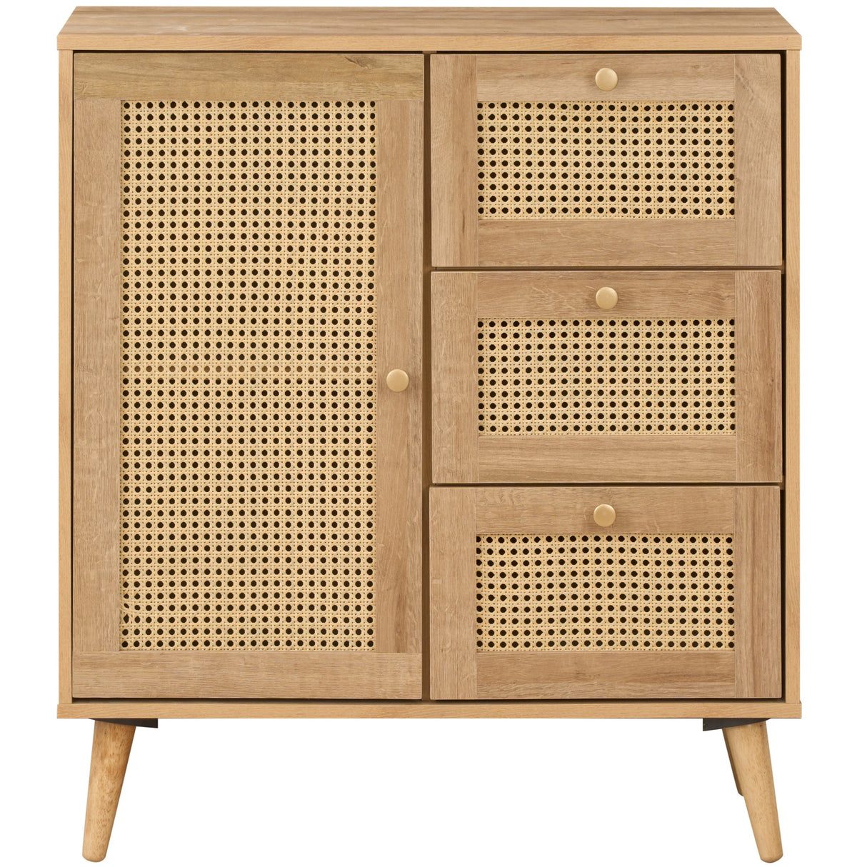 Manila Rattan Compact 1 Door 3 Drawer Small Sideboard