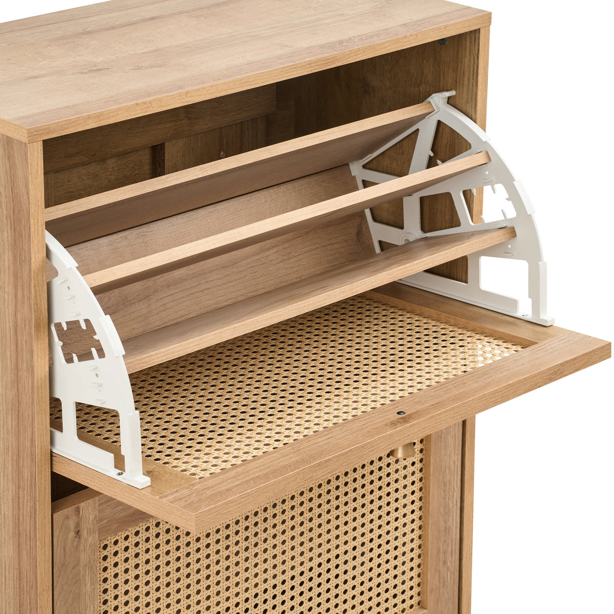 Manila Rattan 2 Door Flip Down Shoe Storage Cabinet