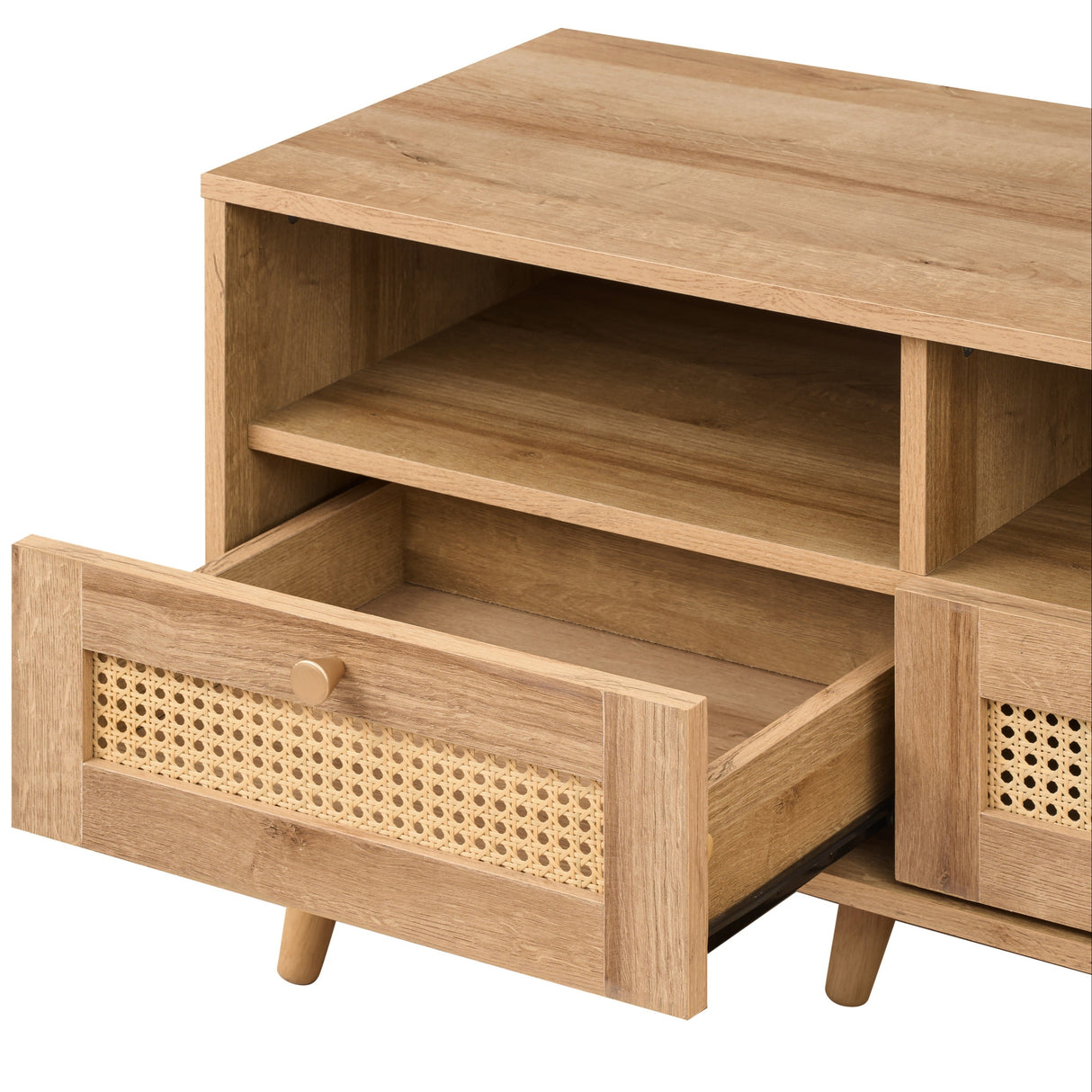 Manila Rattan 3 Drawer Wide TV Stand Bench Unit
