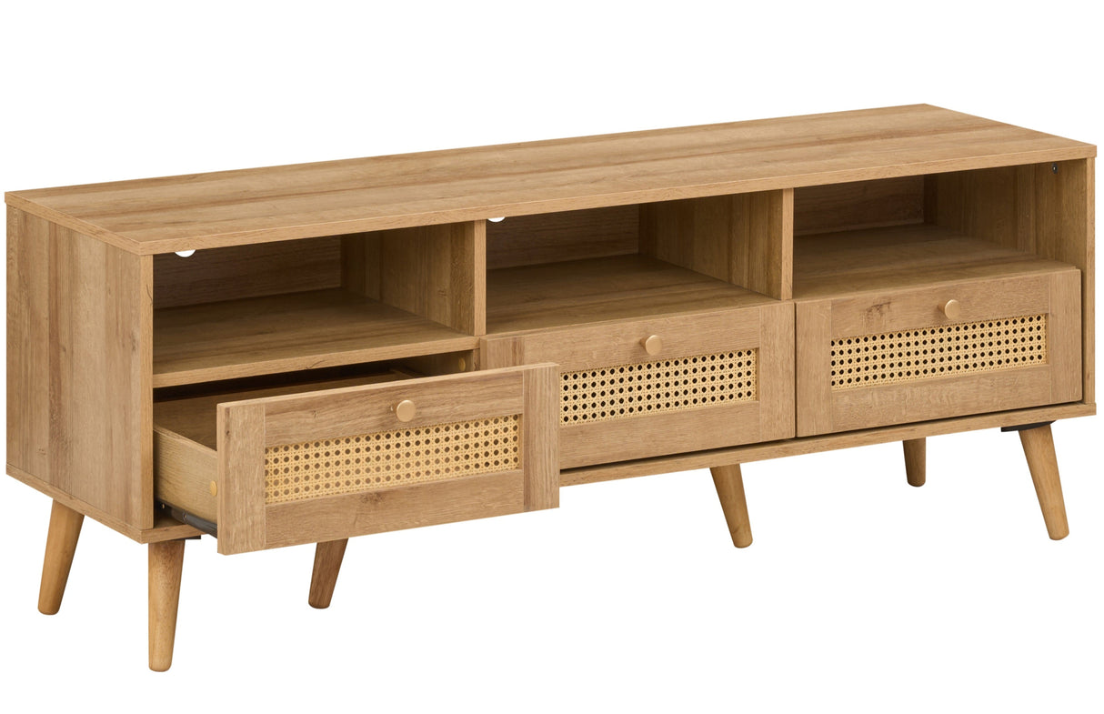 Manila Rattan 3 Drawer Wide TV Stand Bench Unit