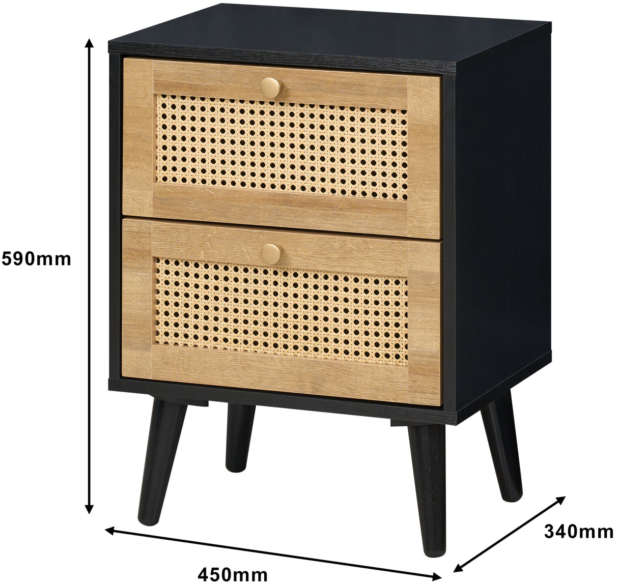 Manila Rattan 2 Drawer Bedside Table