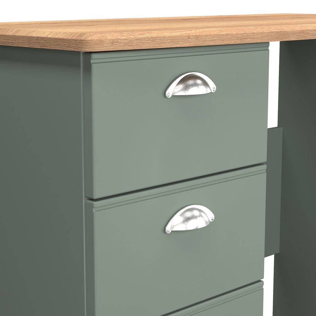 Victoria 3 Drawer Single Pedestal Dressing Table with Oak Top