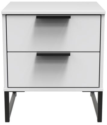 Diego 2 Drawer Bedside Table with Black Sleigh Legs