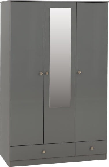 Denver 3 Door 2 Drawer Mirrored Triple Wardrobe
