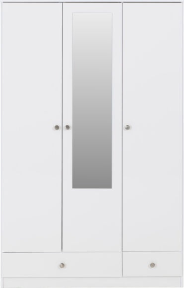 Denver 3 Door 2 Drawer Mirrored Triple Wardrobe