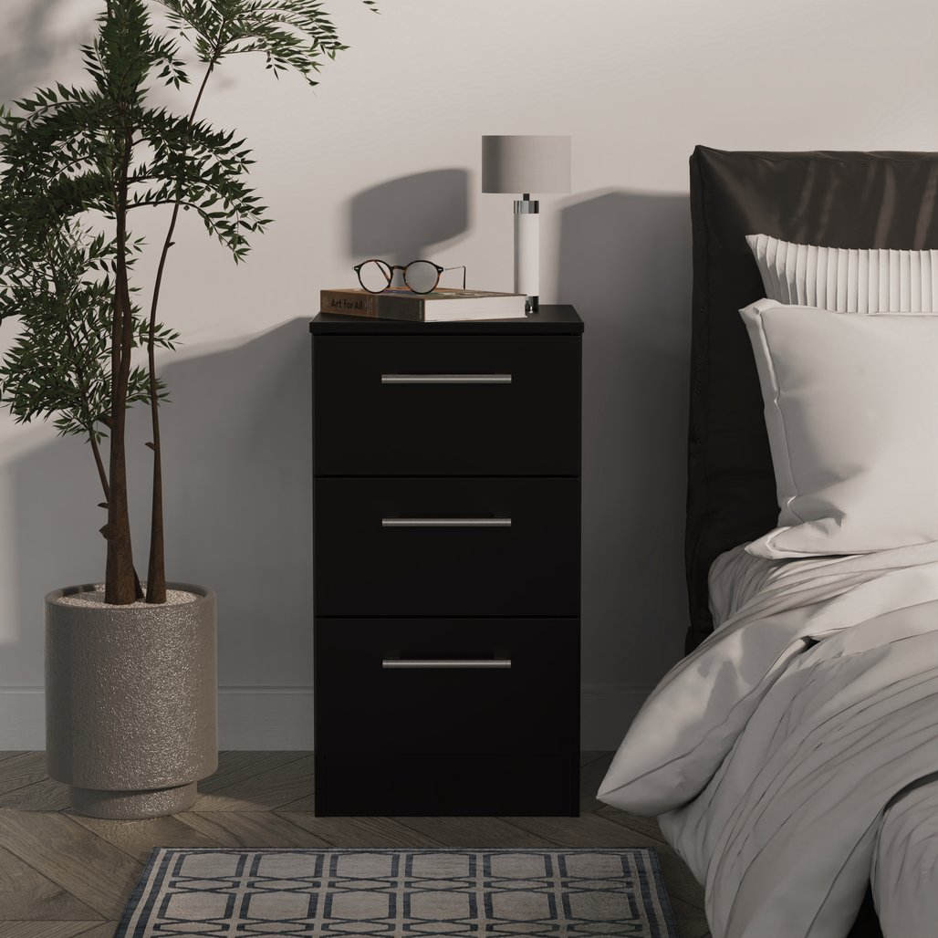 Devon 3 Drawer Bedside Table