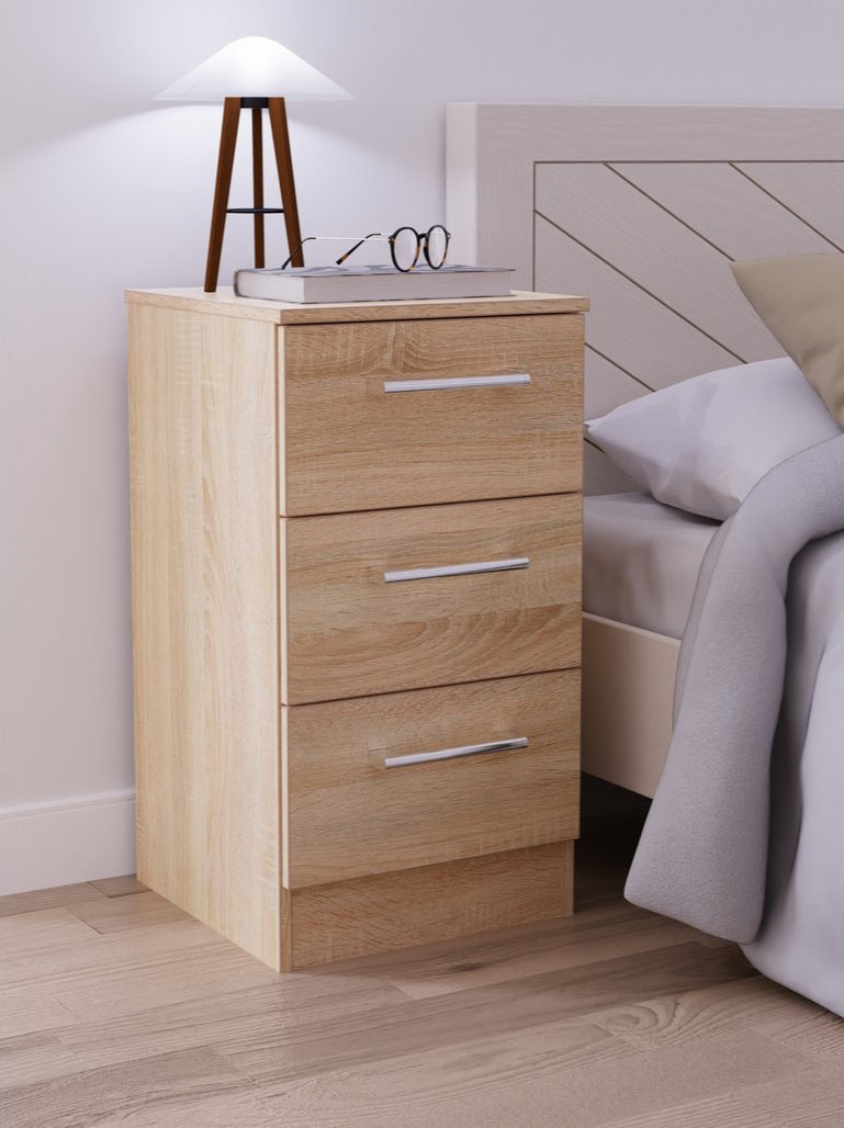 Devon 3 Drawer Bedside Table